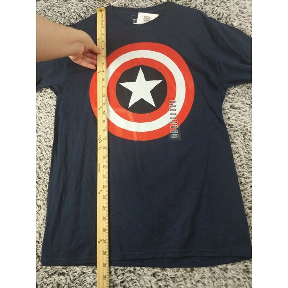 DISNEY MARVEL Captain America Graphic Shirt Mens SZ M Navy Short Sleeve Avengers - Picture 4 of 6